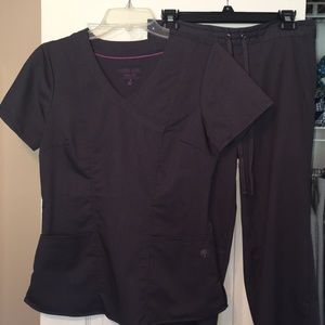 Size Small- Dark Grey Purple Label scrub set